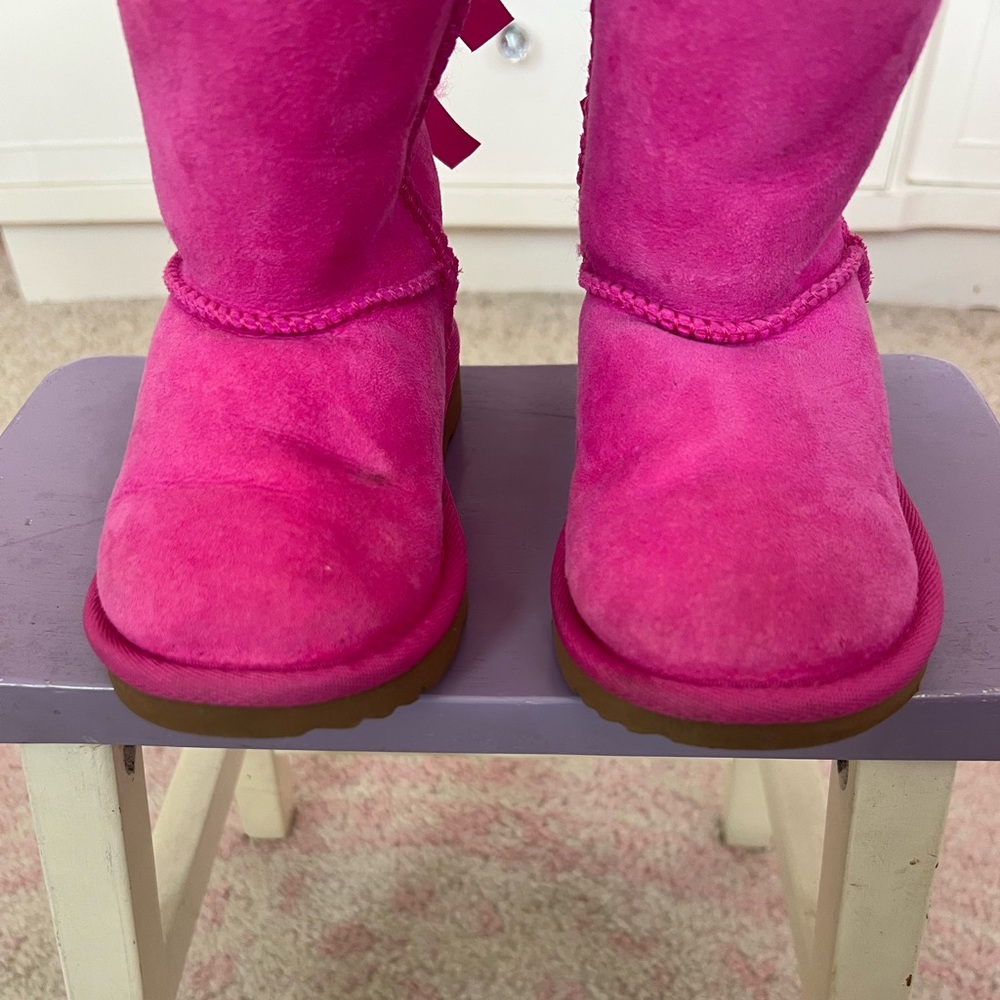 UGG Bright Pink Furry Kids Boots - Picture 4 of 8